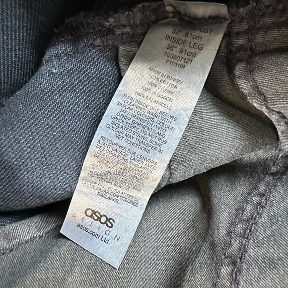 ASOS Design Men's 36x36 Tall Solid Grayish Blue Colored Denim Button Fly Jeans - Picture 4 of 9